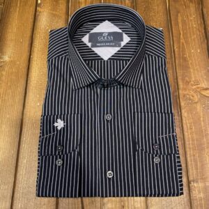 پیراهن مردانه رنگ مشکی راه راه پارچه تایلندی guess کد ۵۹۰۱