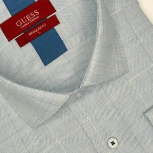پیراهن رنگ آبی تیره مردانه guess پارچه تایلندی کد ۸۷