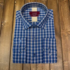 پیراهن رنگ قهوه ای چهارخانه guess پارچه تایلندی کد ۵۶۱