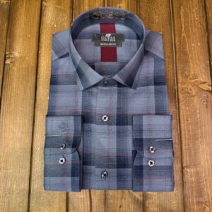 پیراهن رنگ نوک مدادی چهارخانه درشت مردانه guess پارچه ۶۰ درصد نخ کد 651